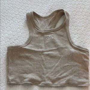 ALO Yoga Tan Ribbed Crop Top